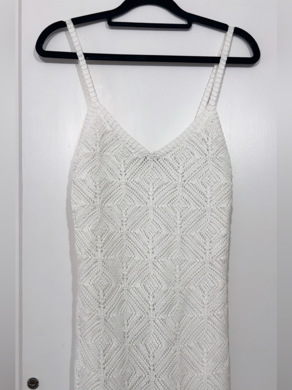 PilyQ White Crochet Fringe Maxi Dress Cover Up Boho Beach Resort Size M - Picture 6 of 9